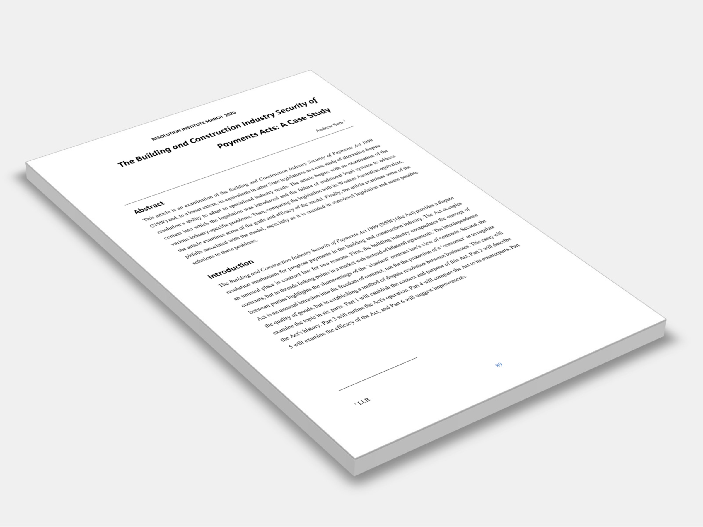The Building and Construction Industry Security of Payments Acts: A Case Study 2020 cover